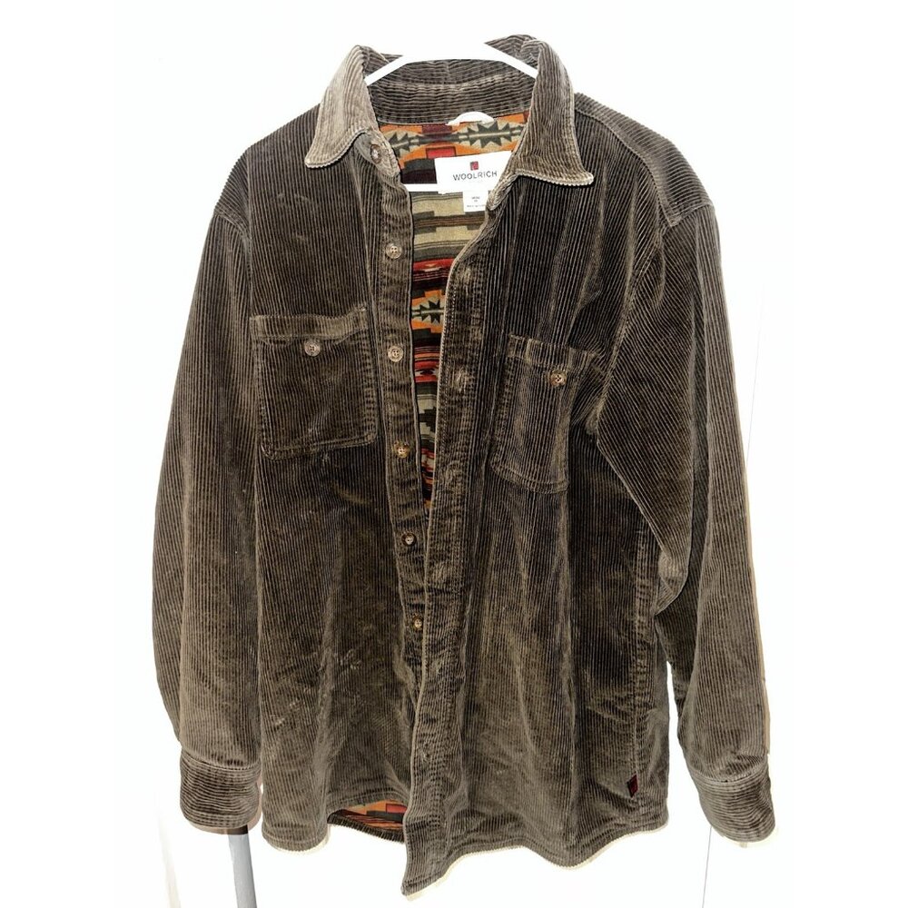 Unisex WOOLRICH  Brown Courdroy Aztez Western Blanket Lined Shaket Size M.